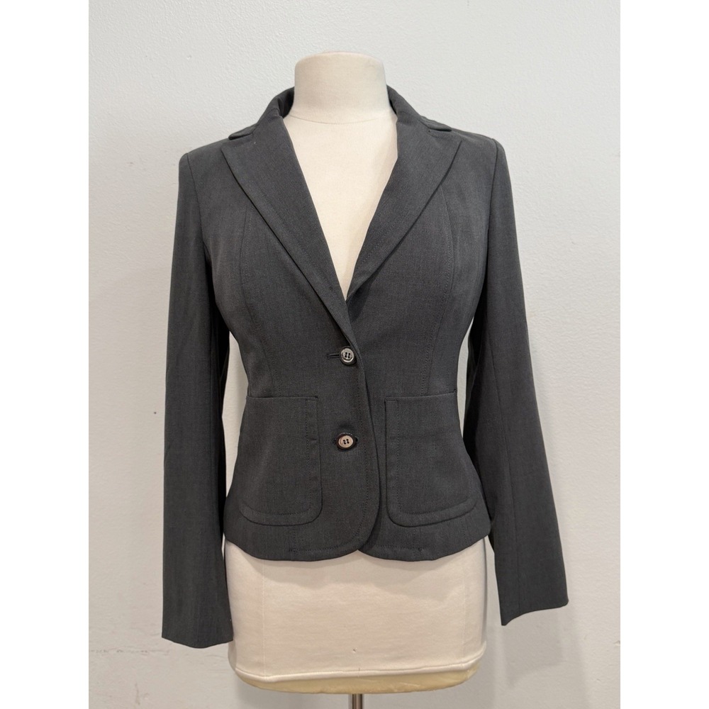 7th Ave New York & Co Women's 10 Gray Rayon Poly Blazer Size 4 Casual Business